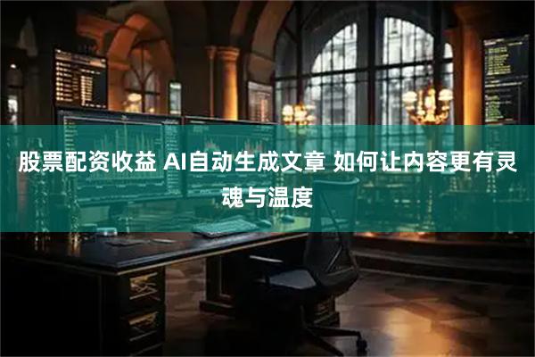 股票配资收益 AI自动生成文章 如何让内容更有灵魂与温度